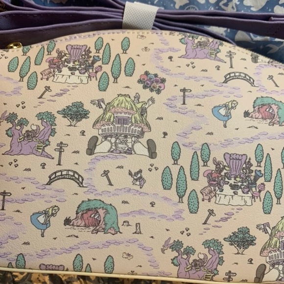 SOLD NWT Disney Alice in Wonderland Map Handbag - Picture 2 of 3